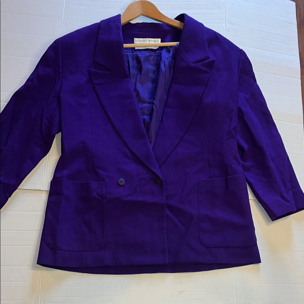 VTG-Eleanor P Brenner-10-purple-100% wool, lined, pockets, blazer/ jacket.